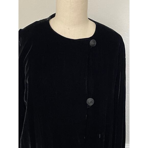 Dana Bachman Black Velvet Silk Tunic Blazer Jacket Size 12 - Picture 2 of 13